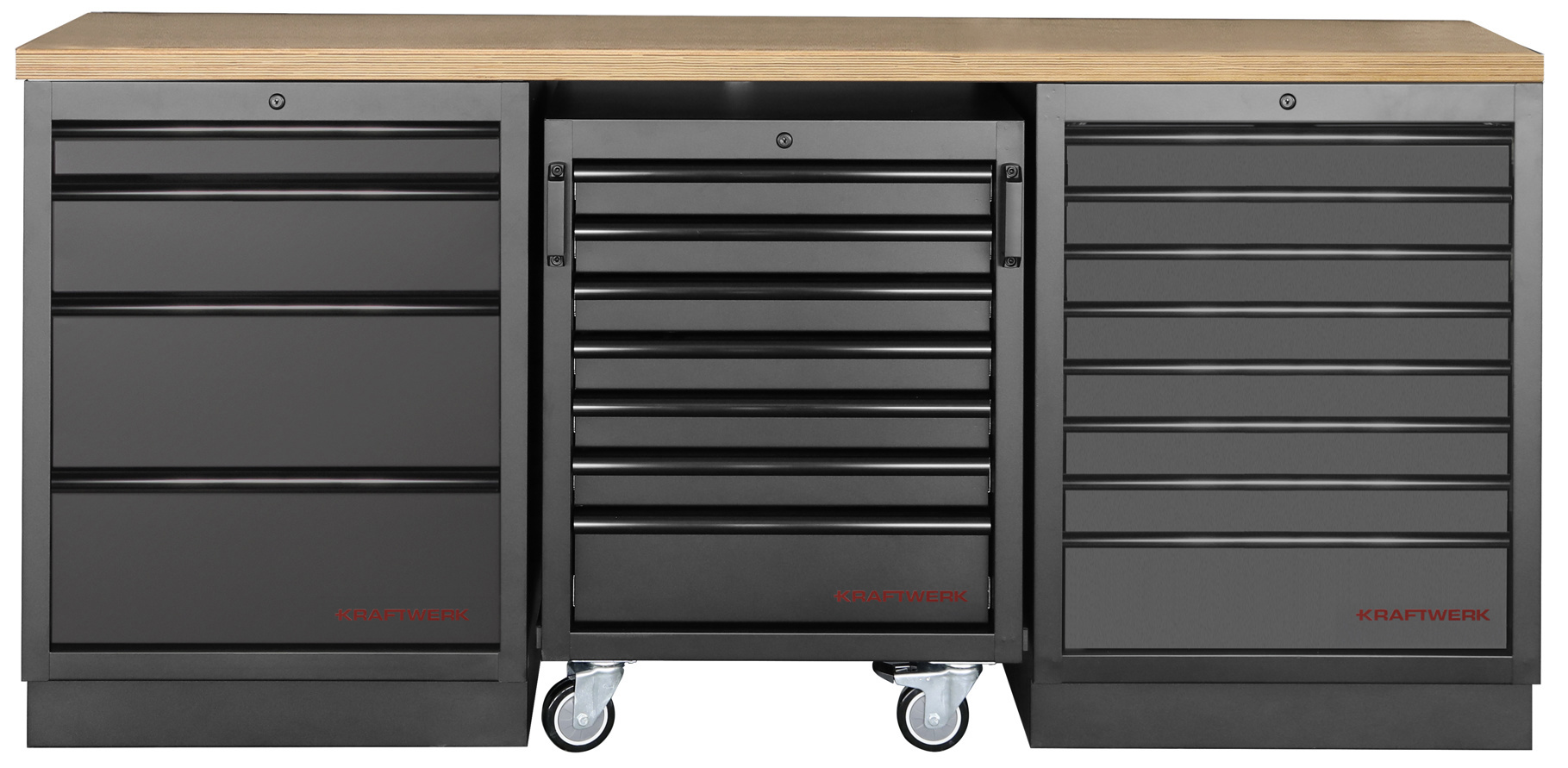 MOBILIO BLK Mobilier d'atelier 3 éléments, Hêtre