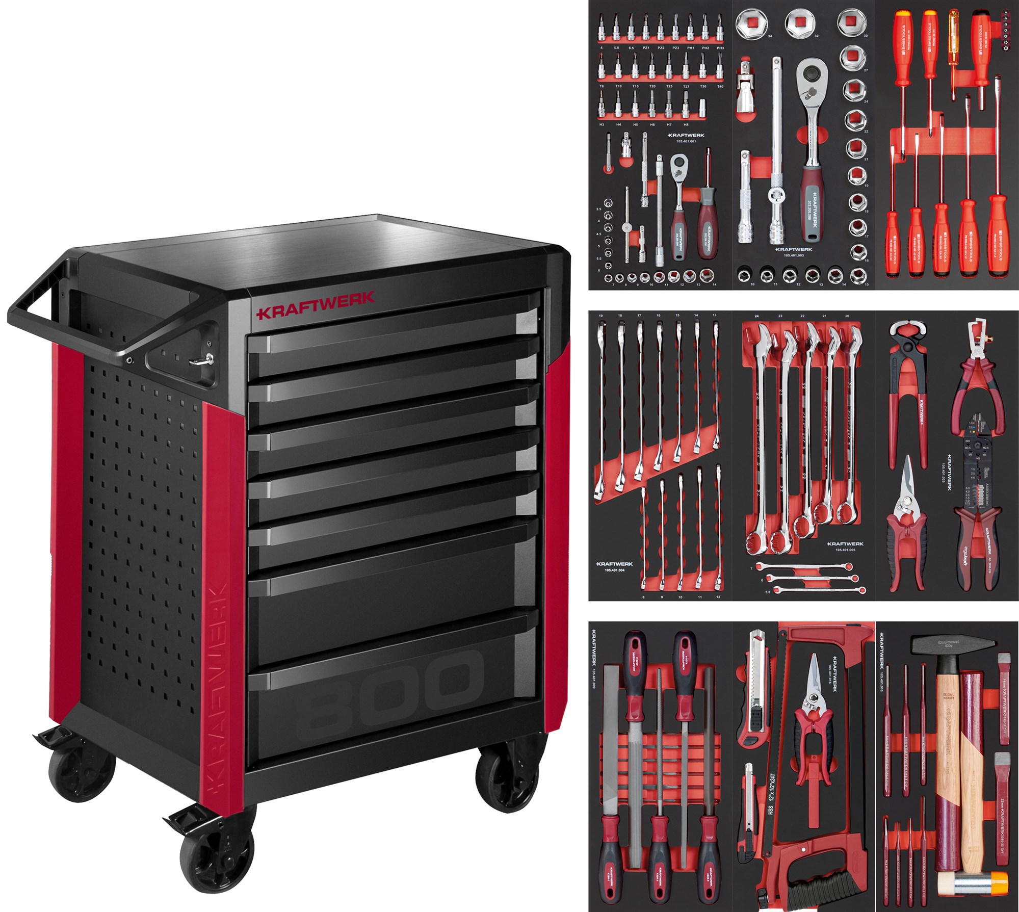 PRO LINE Servante d'atelier PT800 7 tiroirs PB 151 pcs.