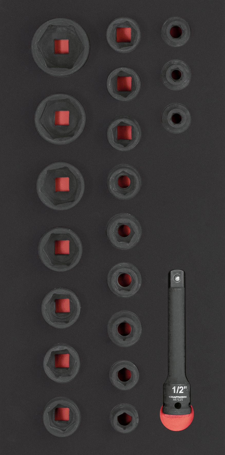 Impact sockets 1/2" 20 pcs. Inlay 20x40
