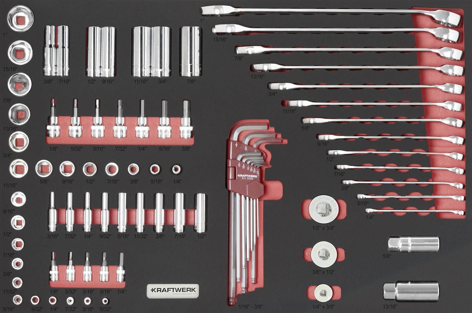 PRO LINE EVA Insert d’outils en pouces 80 pcs. 60×40 cm