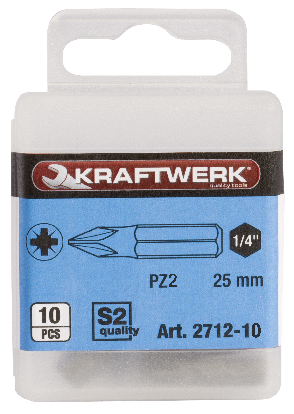 Embout Pozidriv 1/4" 25 mm No. 2, 10pcs