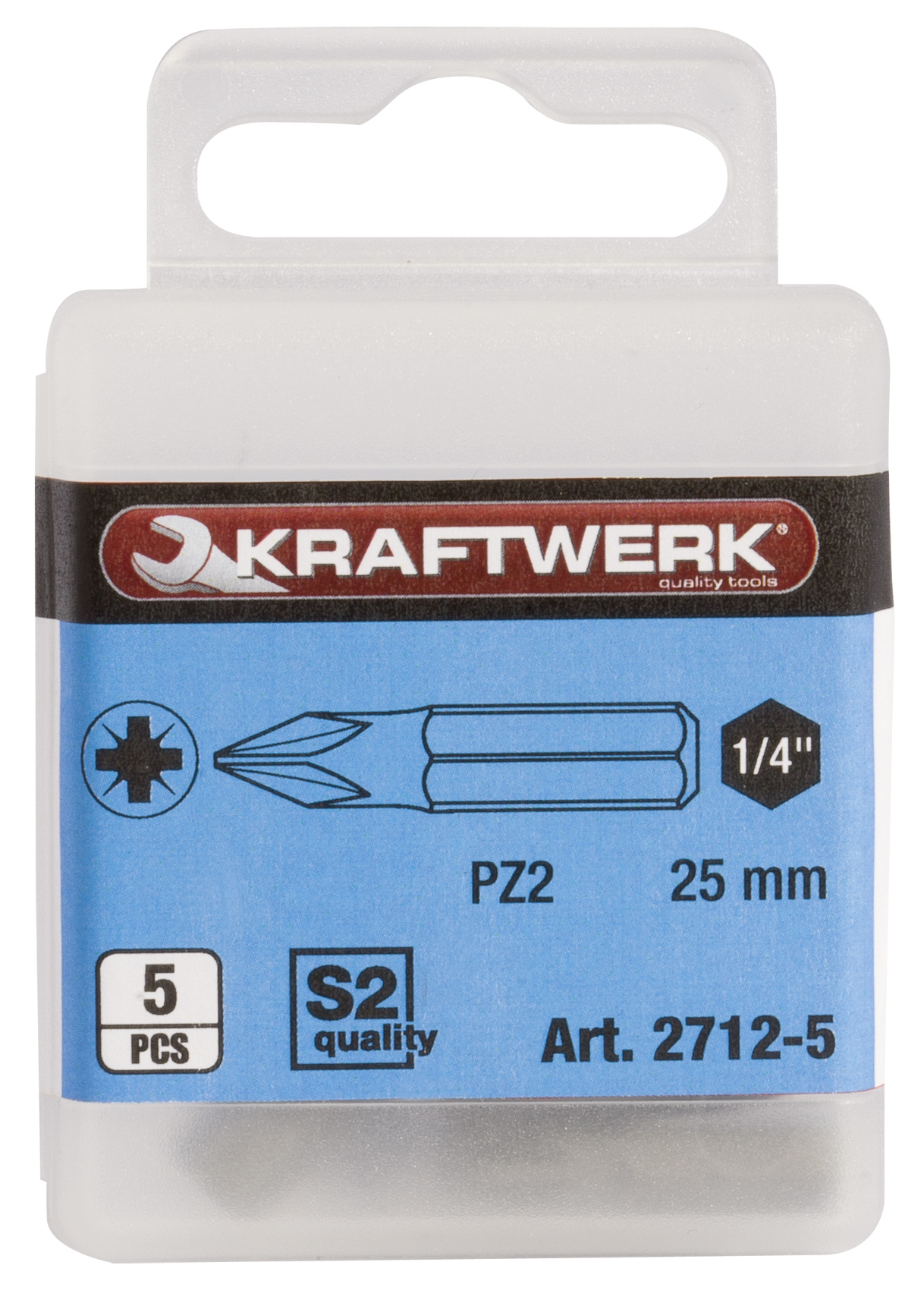 1/4'' Inserto Pozidriv 25 mm Nr. 2, 5 pz.