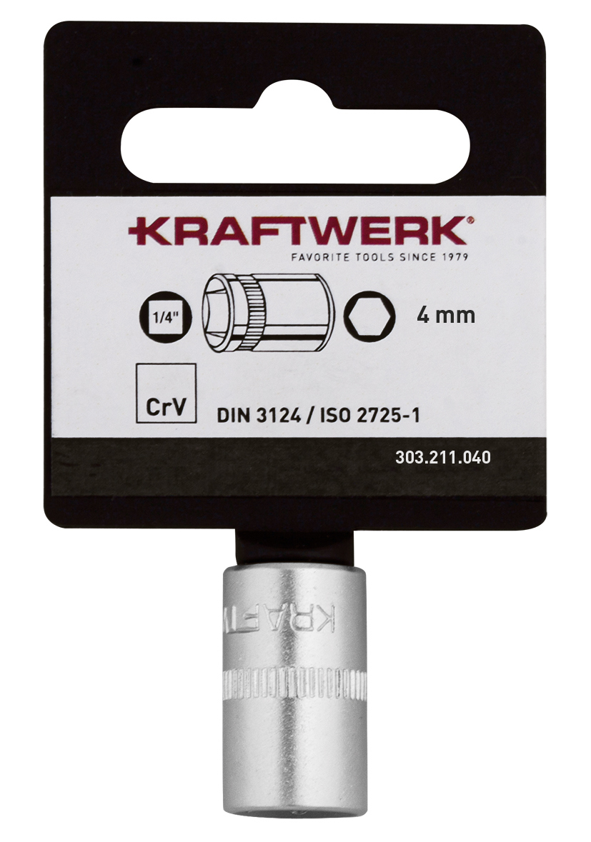 BASIC LINE 1/4" Steckschlüsseleinsatz 4 mm mit Hänger