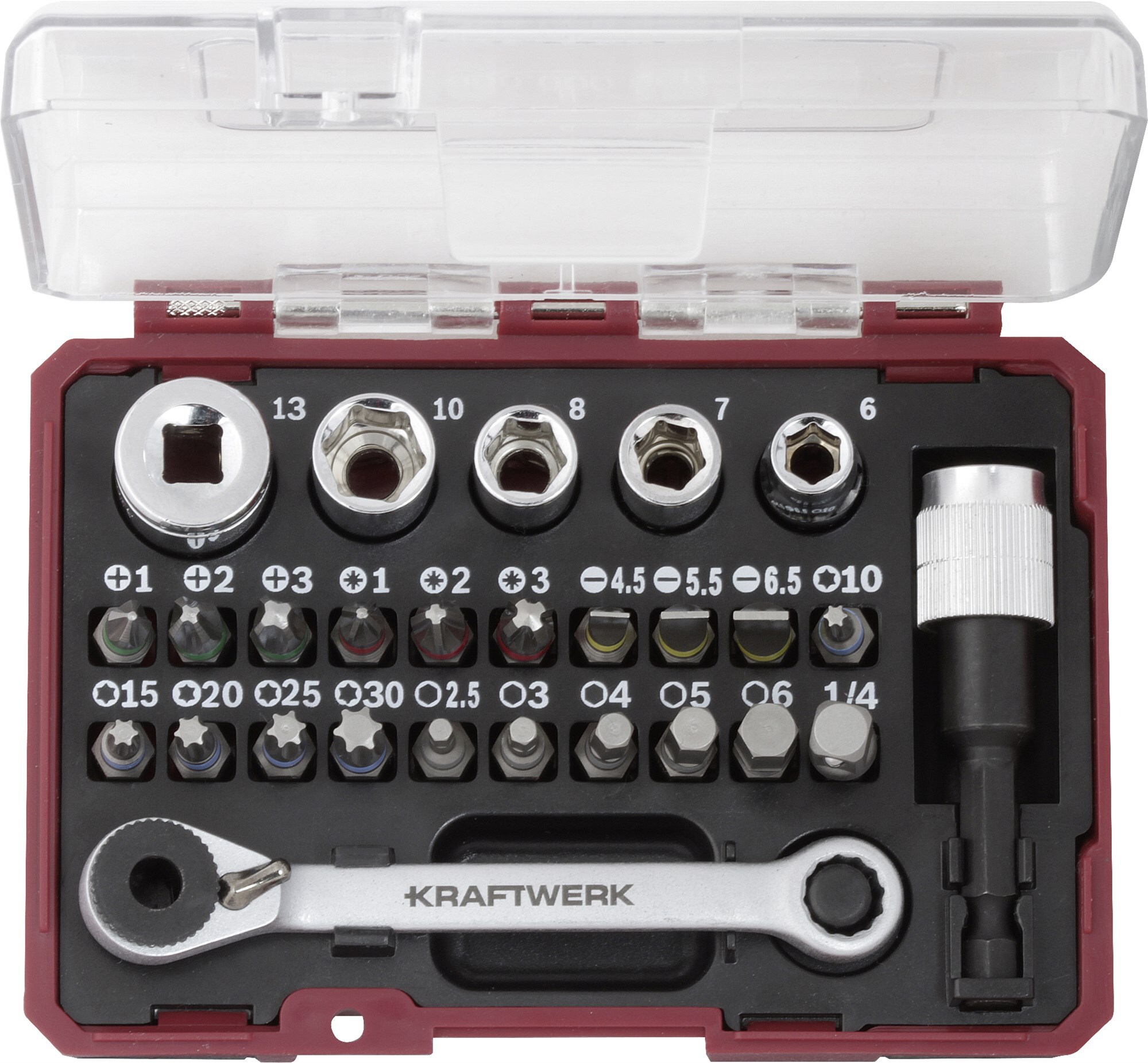Bit Box mit mini Ratschenschlüssel 1/4", 27 tlg.