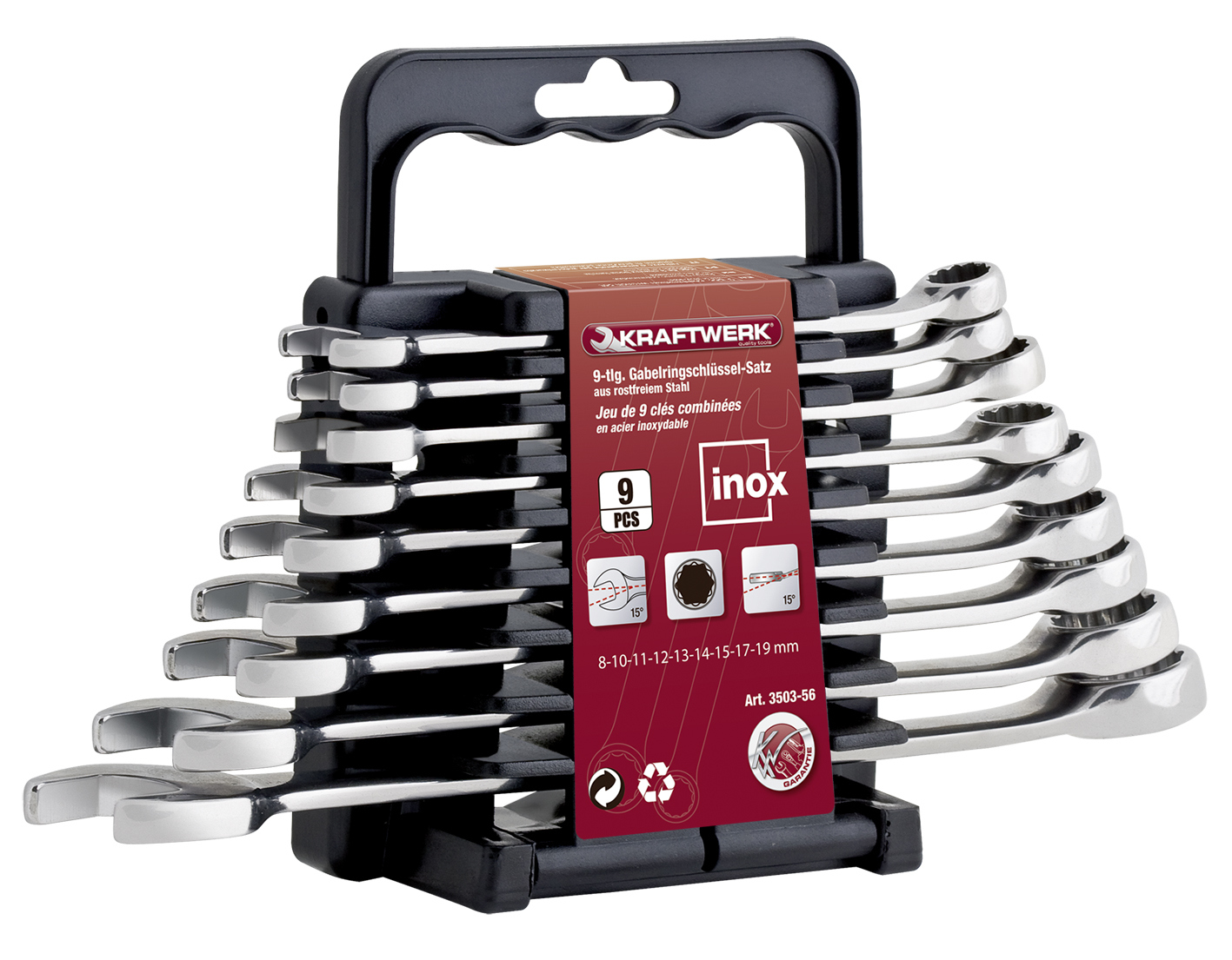 Jeu de 9 clés combinées inox