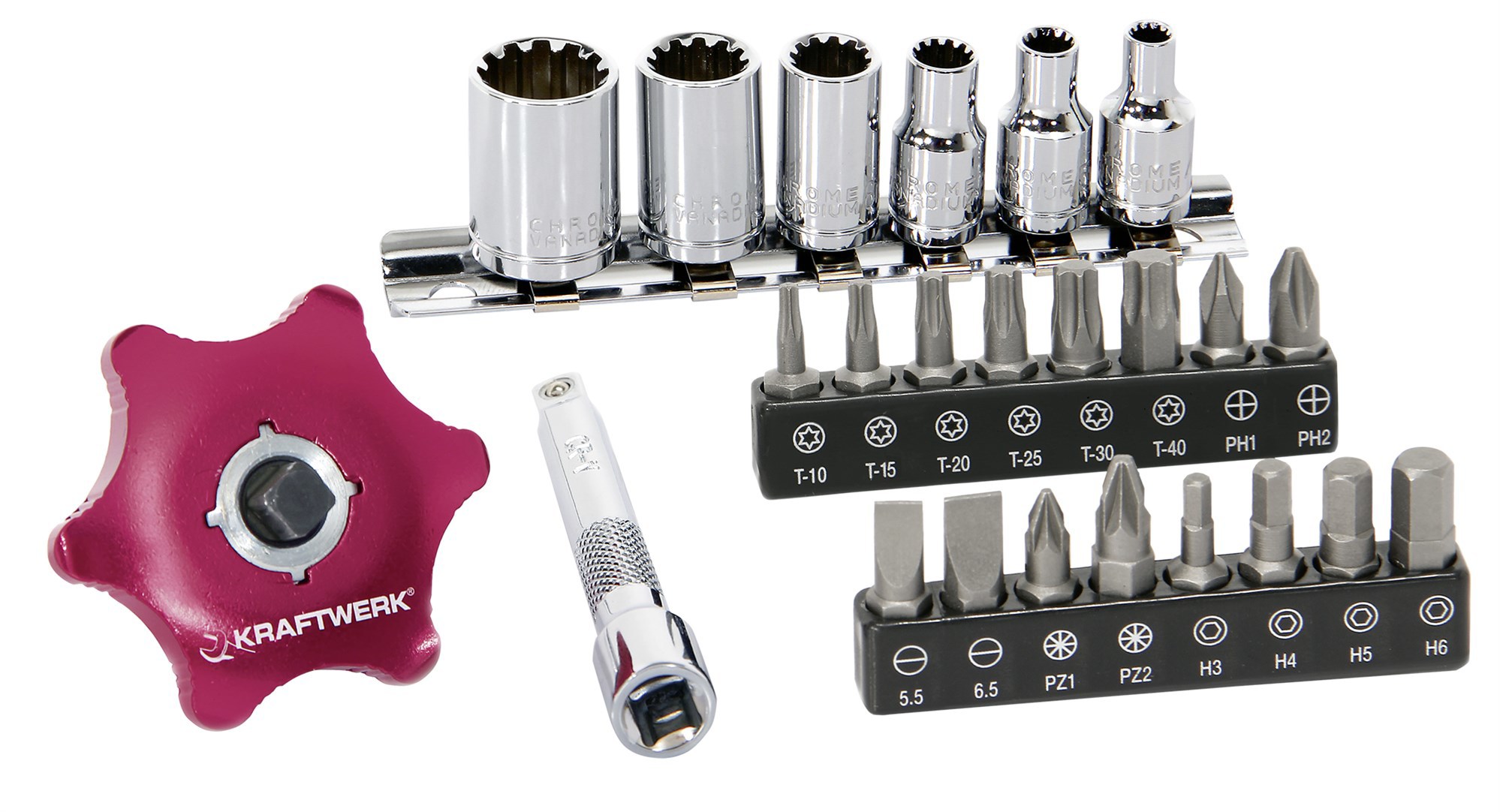 24pcs - All-unscrewing ratchet set COMBI + inserts and sockets