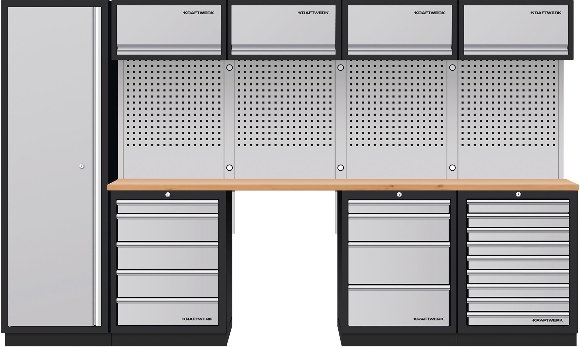 Mobilio 5 combi, armoire haute, 4/5/9 tiroirs, hêtre