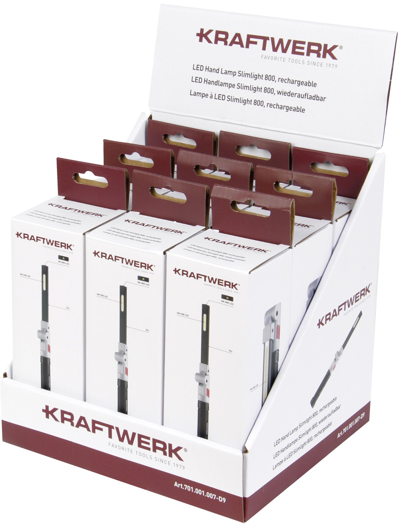Display mit 9x LED Handlampe Slimlight 800