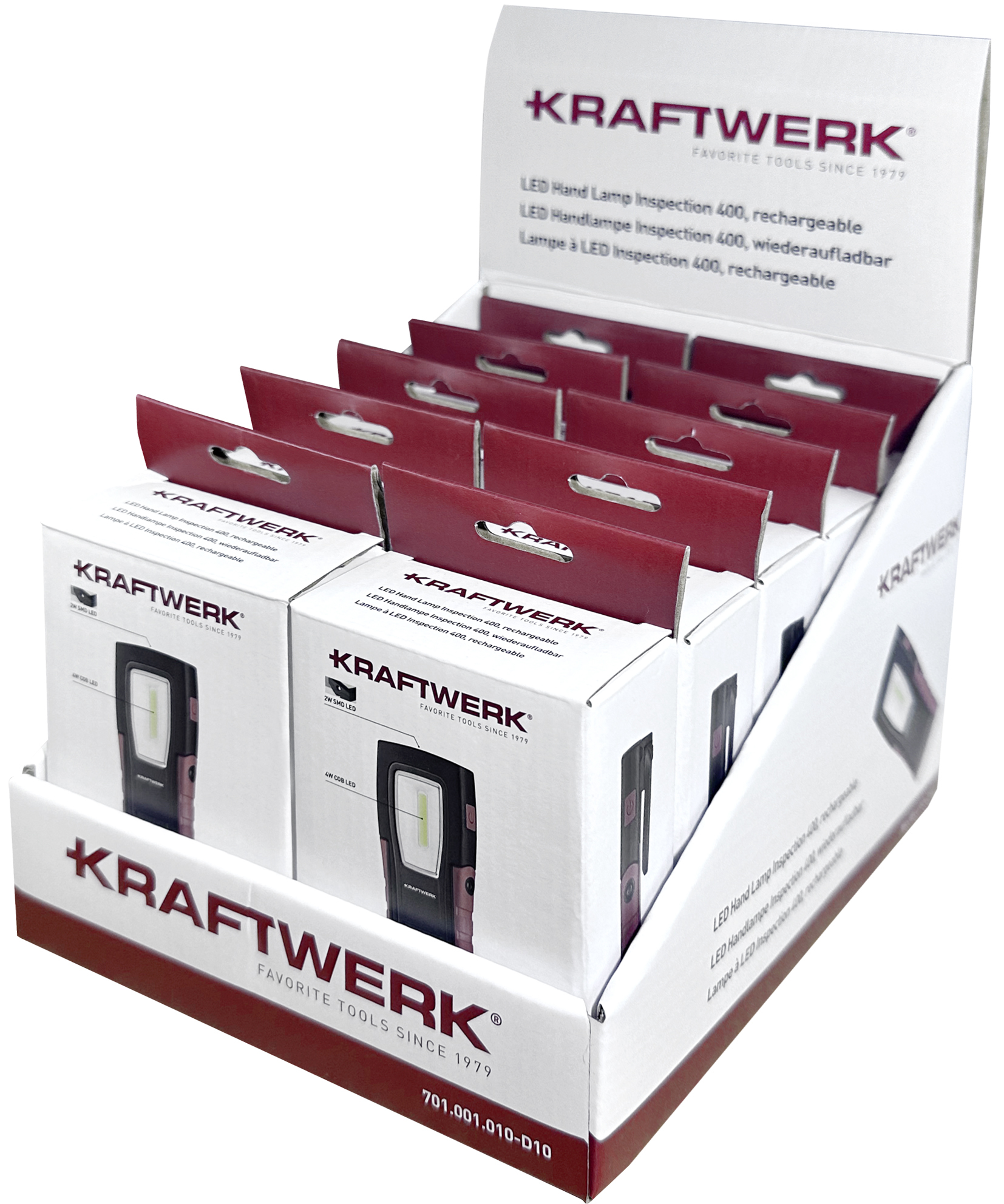 Display mit 10x LED Handlampe Inspection 400